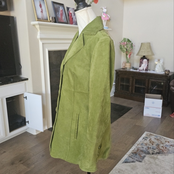 BERNARDO leather suede   green  jacket M - Picture 9 of 13